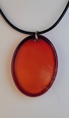 Handmade Red, Yellow, and Orange Oval Pendant Necklace or Keychain - image1